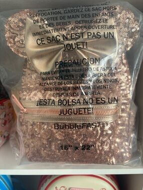 Disney Parks Rose Gold Sequin  Ear Mini Backpack -